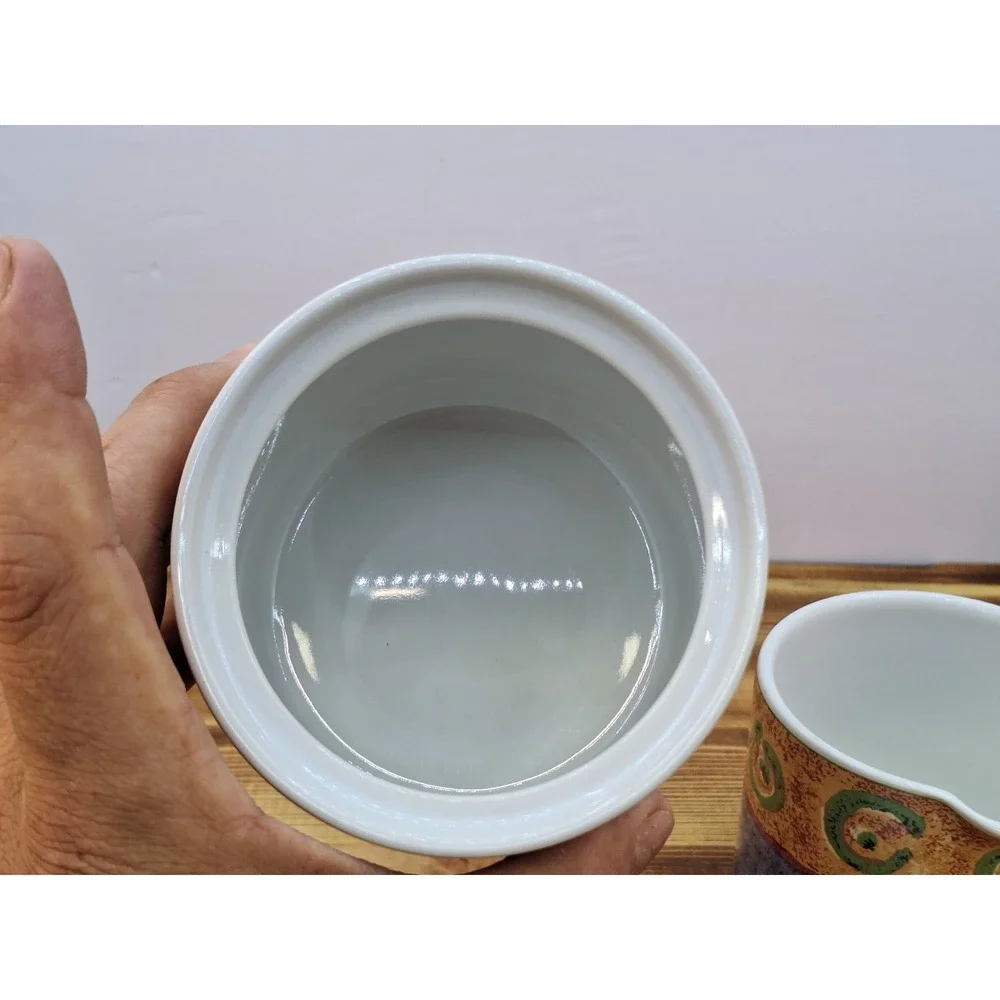 Vintage 1995 Sakura Malaga by Sue Zipkin Stoneware Creamer +‎ Sugar Bowl and Lid